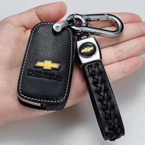 Key Fob Leather Car Key Chain for Chevrolet. Camaro Cruze Volt Equinox Spark